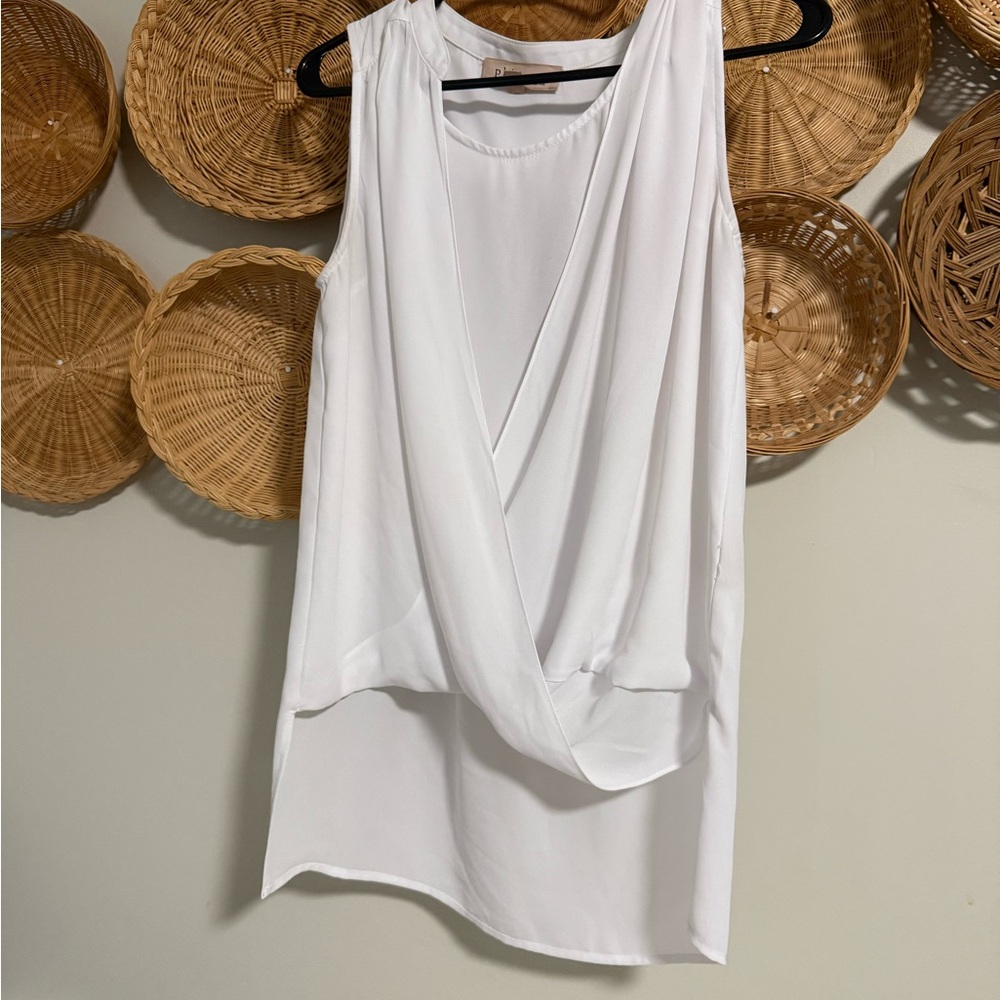 Philosophy White Sleeveless Drape Top